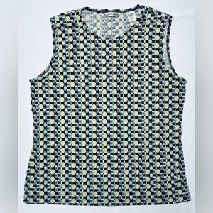 Laura Ashley Sleeveless Y2K Retro Geometric Top Women's Medium Excellent